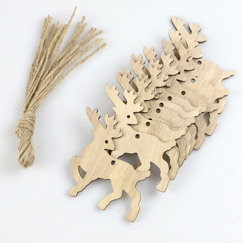 62pack Christmas Wood Chip Tree Ornaments Hanging Pendant Decoration DIY Crafts
