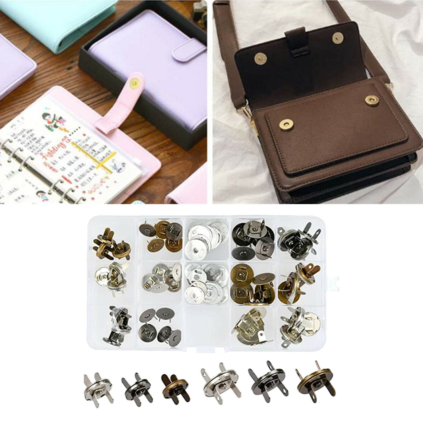 14/18mm Magnetic Snap Fastener Button for Purses Sewing Craft Bags Cloth 30x