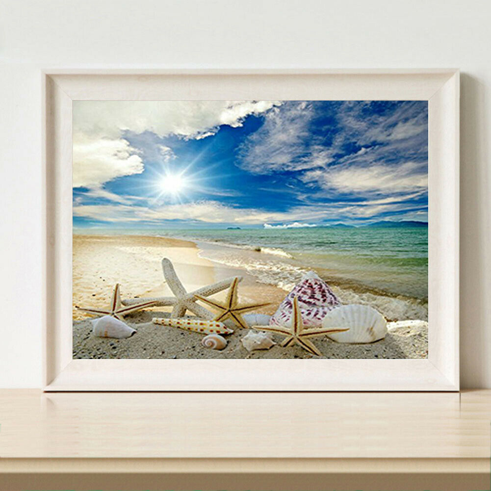 DIY Full Square Drill Diamond Painting Beach Shell Embroidery Mosaic Craft  @