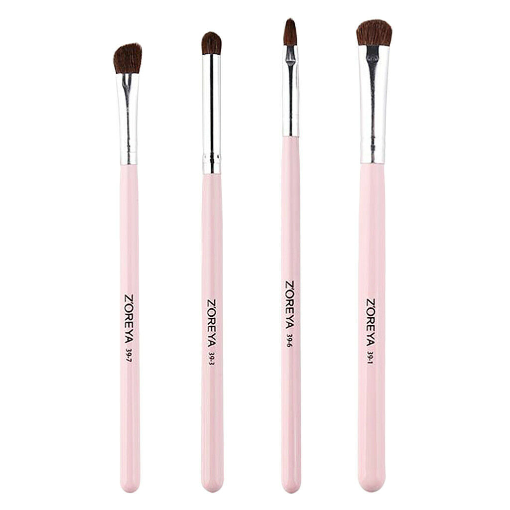 4x Smoky Eyes Brushes Durable Wooden Handle Eyeshadow Nose Shade Brush Pink