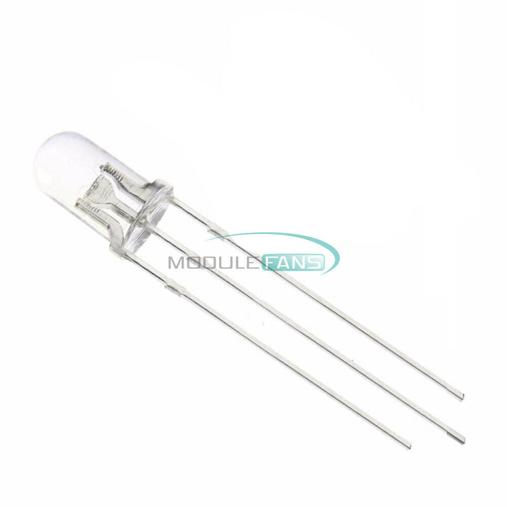 50PCS 5mm Dual Bi-Color Red Blue Bright Water Clear bulb Led Common Anode 3Pin