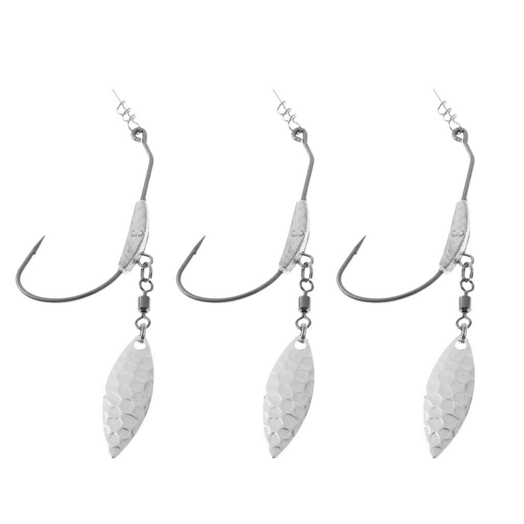 Set of 6 Single Fishing Hook Jig Jigging Weighted Bait Fish Spinner Blade Baits
