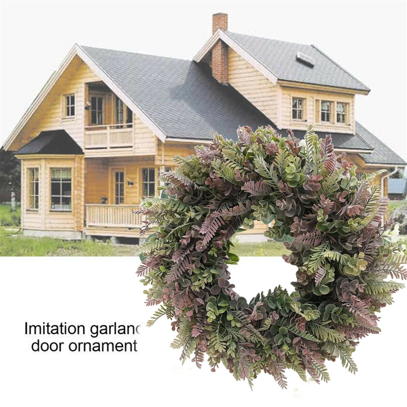 Round Eucalyptus Wreath Farmhouse Leaves Garland for Indoor Front Door Decor