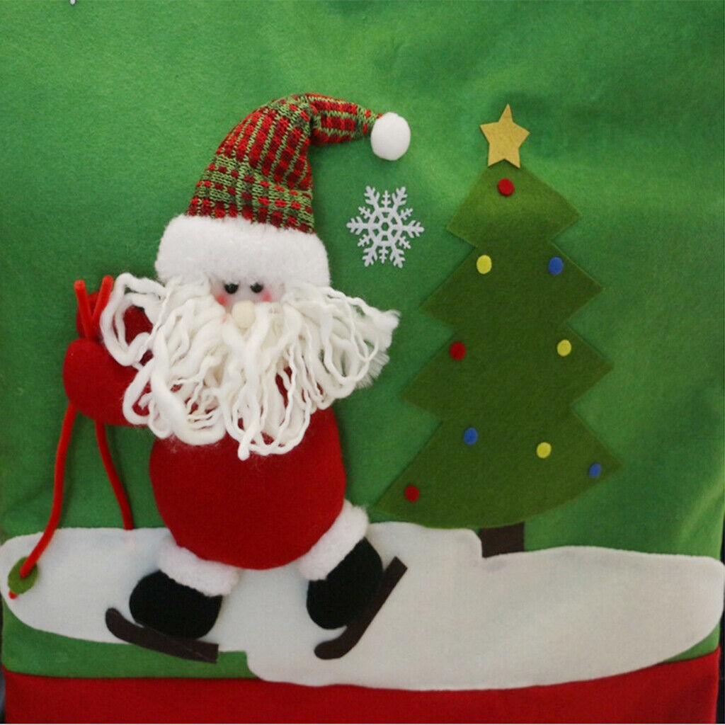 3Pcs/Set Christmas Chair Back Cover,Santa/Snowman/Elk Chair Set for Dining Room