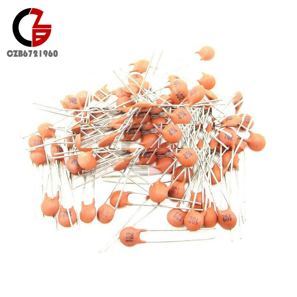 100PCS 1000pF (1nF) 102 Ceramic Capacitor 50V DIP Round Disc