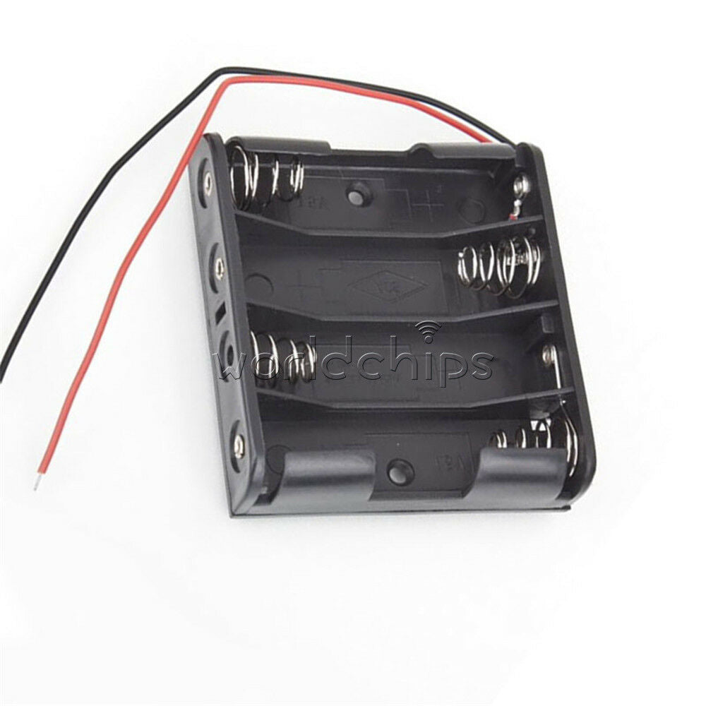 5pcs 4xAA 6.0V 4AA Plastic Battery Case Storage Box Holder with Wire Leads