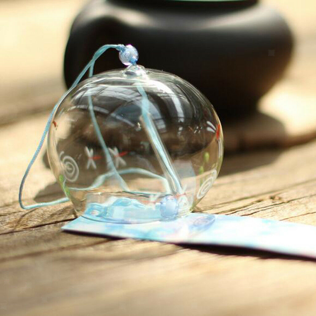 Japanese Style Printed Glass Wind Chime Garden Home Decor Wind Bells 7x6cm1#