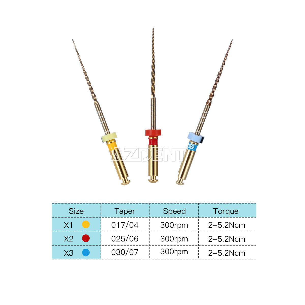 10 X Dental Endodontic Root Canal Assorted Niti X1-X3 Files 25mm Engine AZDENT