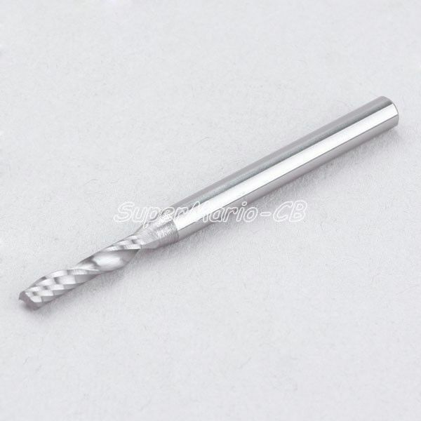 10x 1/8'' Carbide High Quality One Single Flute Spiral Bit CED 2.5mm CEL12mm