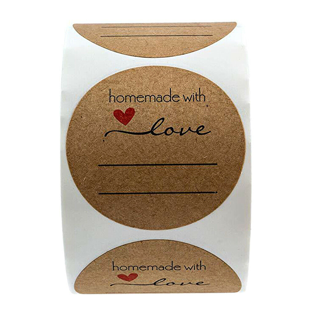 Decorative Sealing Stickers Homemade with Love Labels Roll,500-Pack 1 inch Round