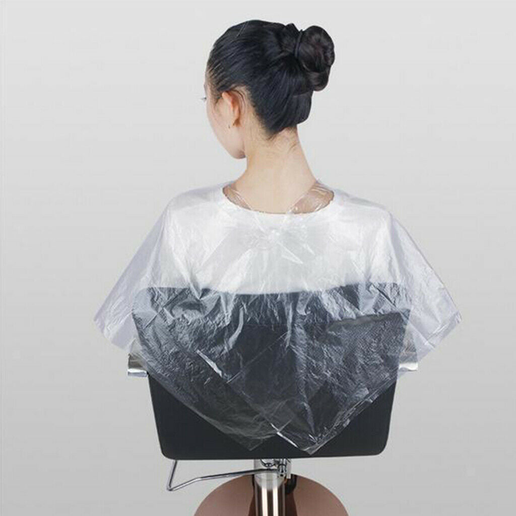 100x Disposable Hair Cutting Capes Unisex Stylist Barber Apron 100x Gloves
