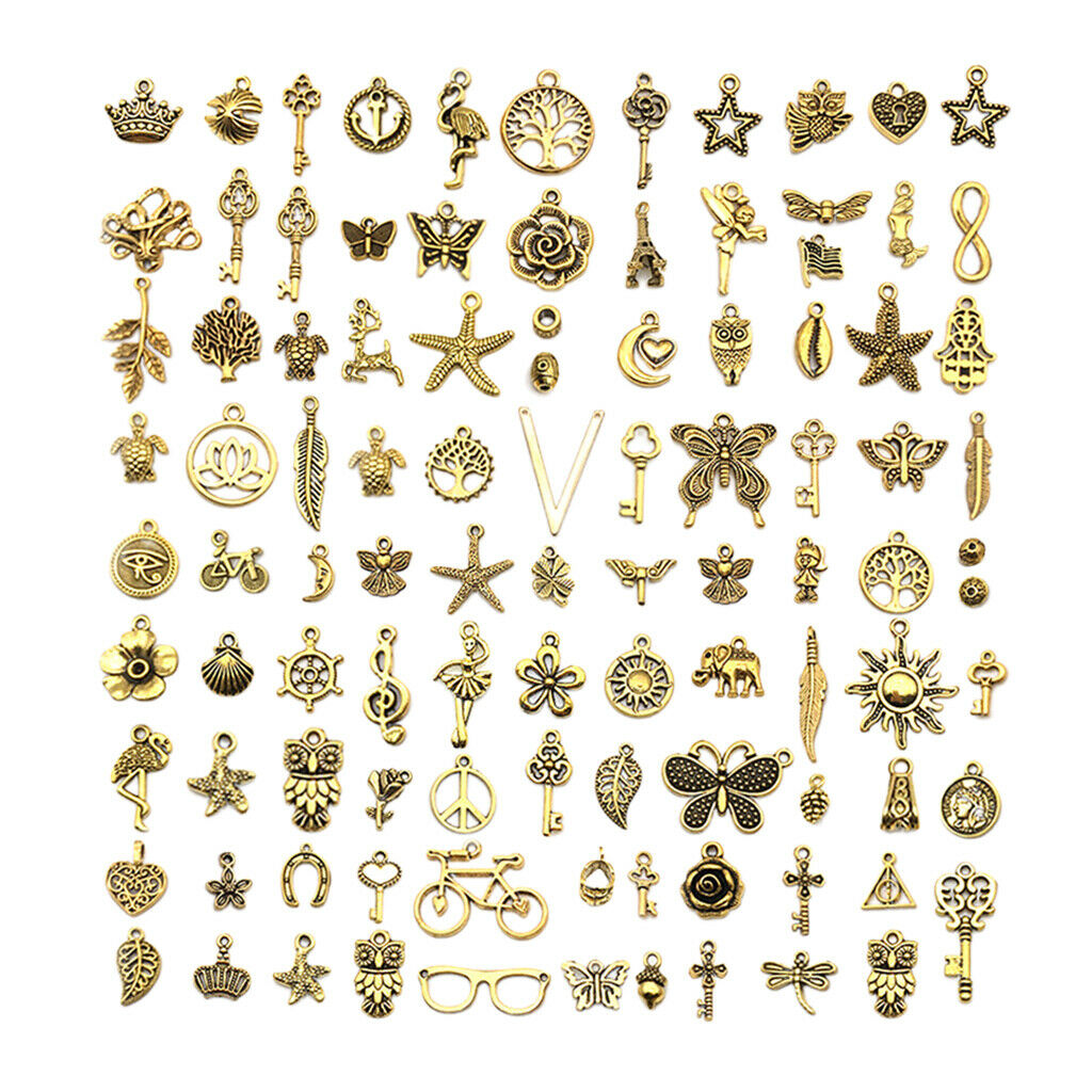 100 Charm Pendants Mixed Metal Cute Styles Charms for Jewelry Bracelet Necklace