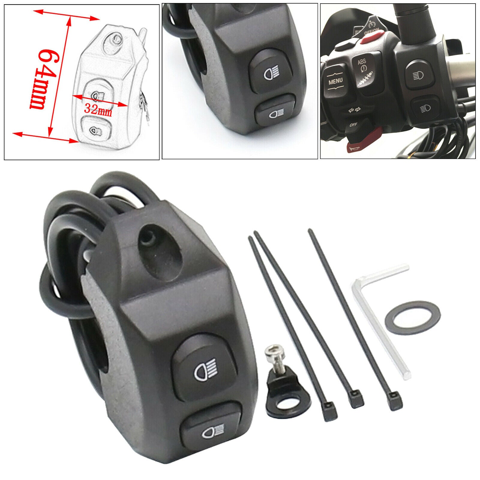 Handle Fog Light Switch Smart Relay for  R1200GS R1250GS Adventure Black