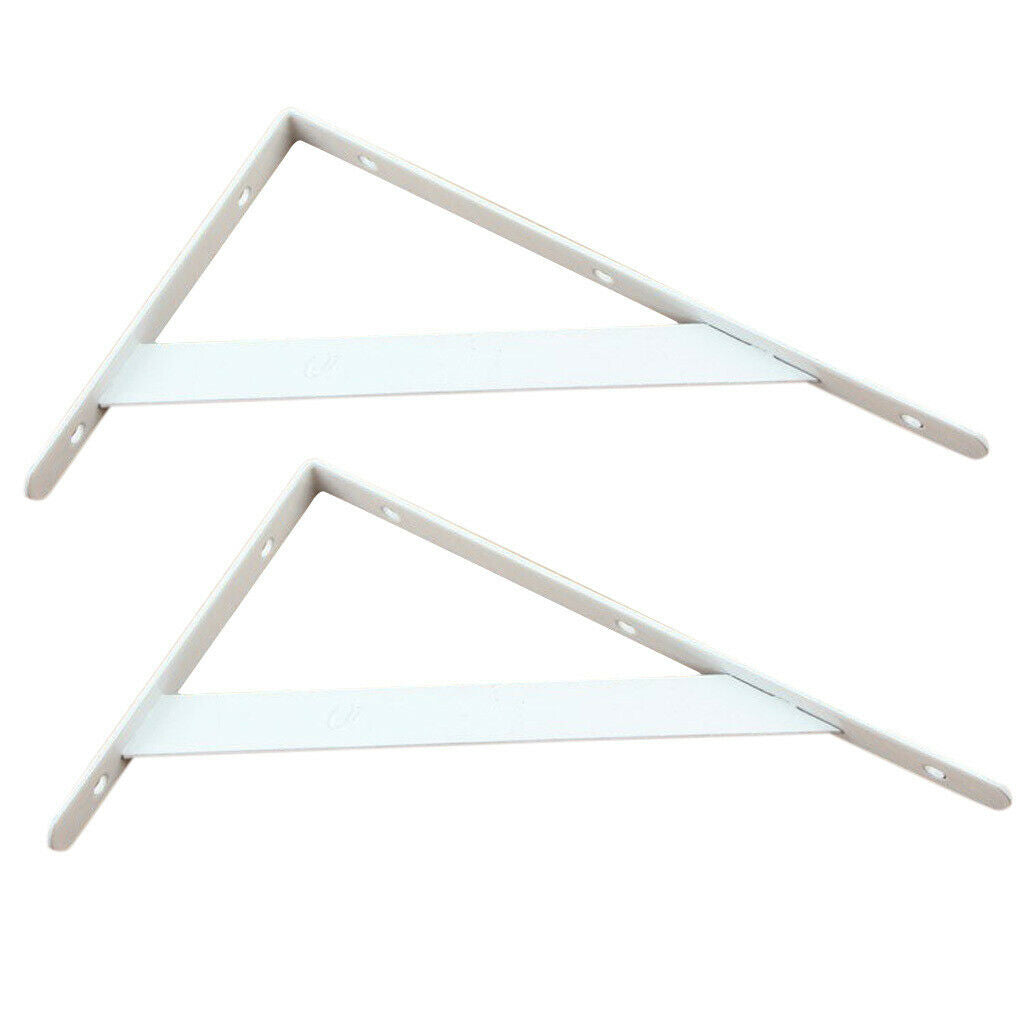 2-Piece Metal  L Shaped Wall Shelf Bracket Rack Support 500x300x3mm White