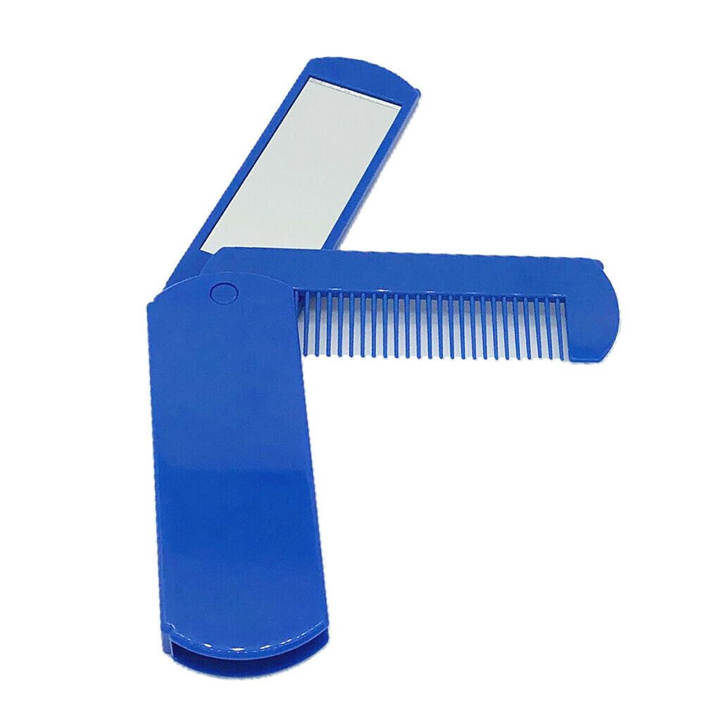 Collapsible Beard Comb Mustache Shaving Styling w/Makeup Mirror for Pockets