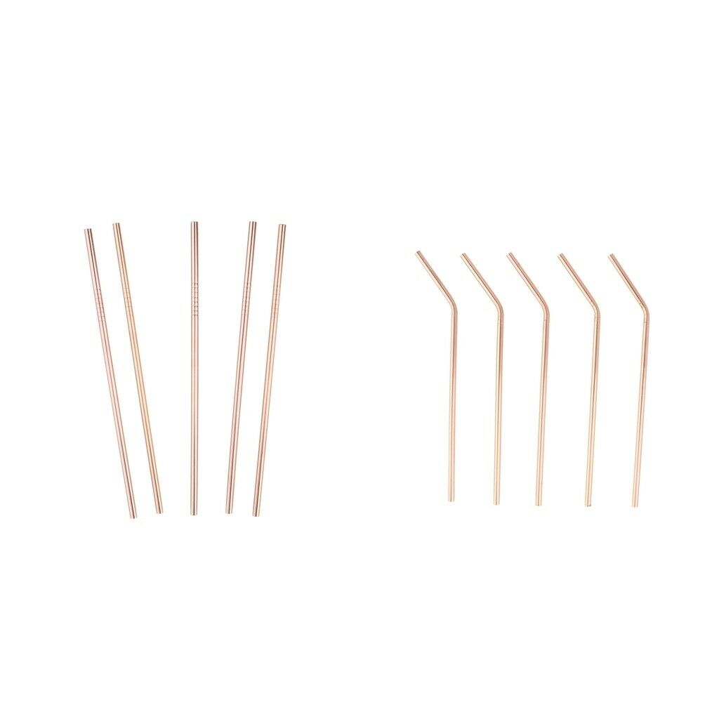 10 Pieces Pink Stainless Steel Drinking Straw Metal Straw 8.5'' Straight and