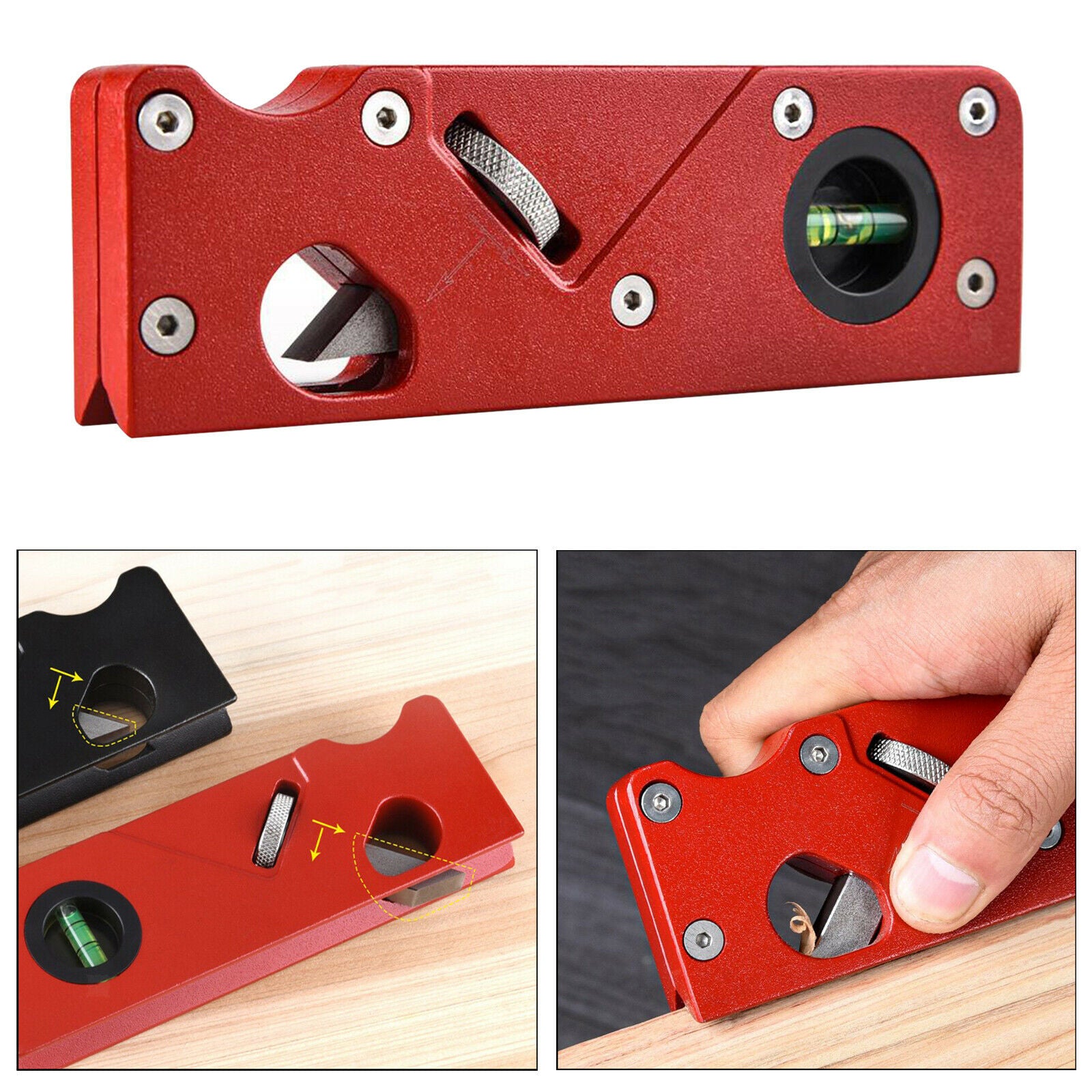Woodworking Hand Plane Manual Ajdustable Chamfer Planer Edge Smoothing Red