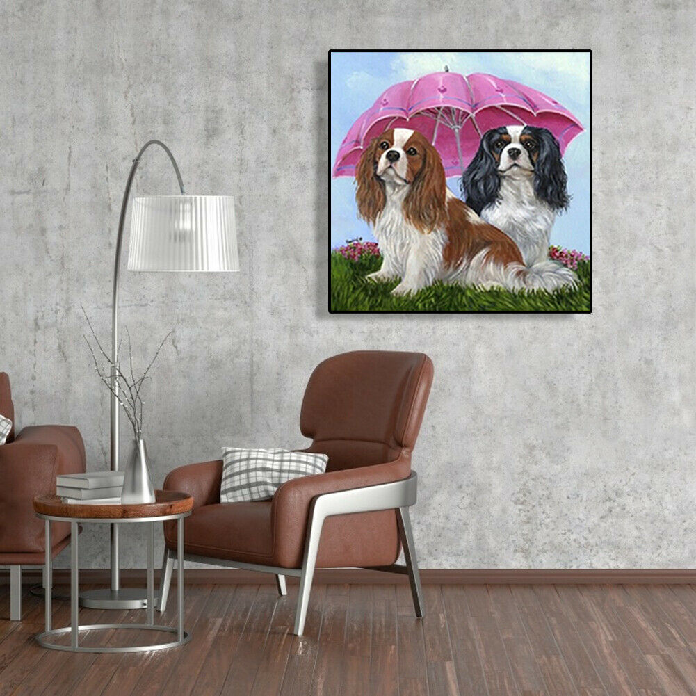 5D DIY Diamond Painting Umbrella Dogs Full Drill Animal Picture Embroidery @