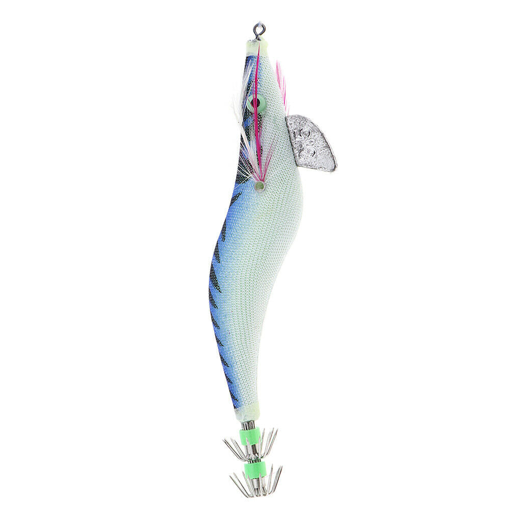2X 3.5# Squid Jigs Luminous Fishing Lures Artificial Baits Shrimp Blue