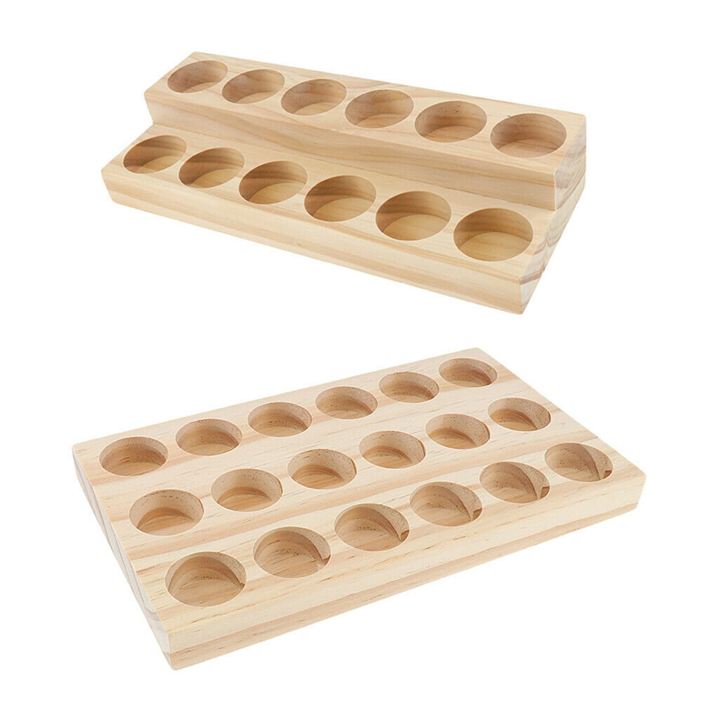 2pcs Rectangle Handmade Wood 15ml Desktop Essential Oil Holder Storage Rack