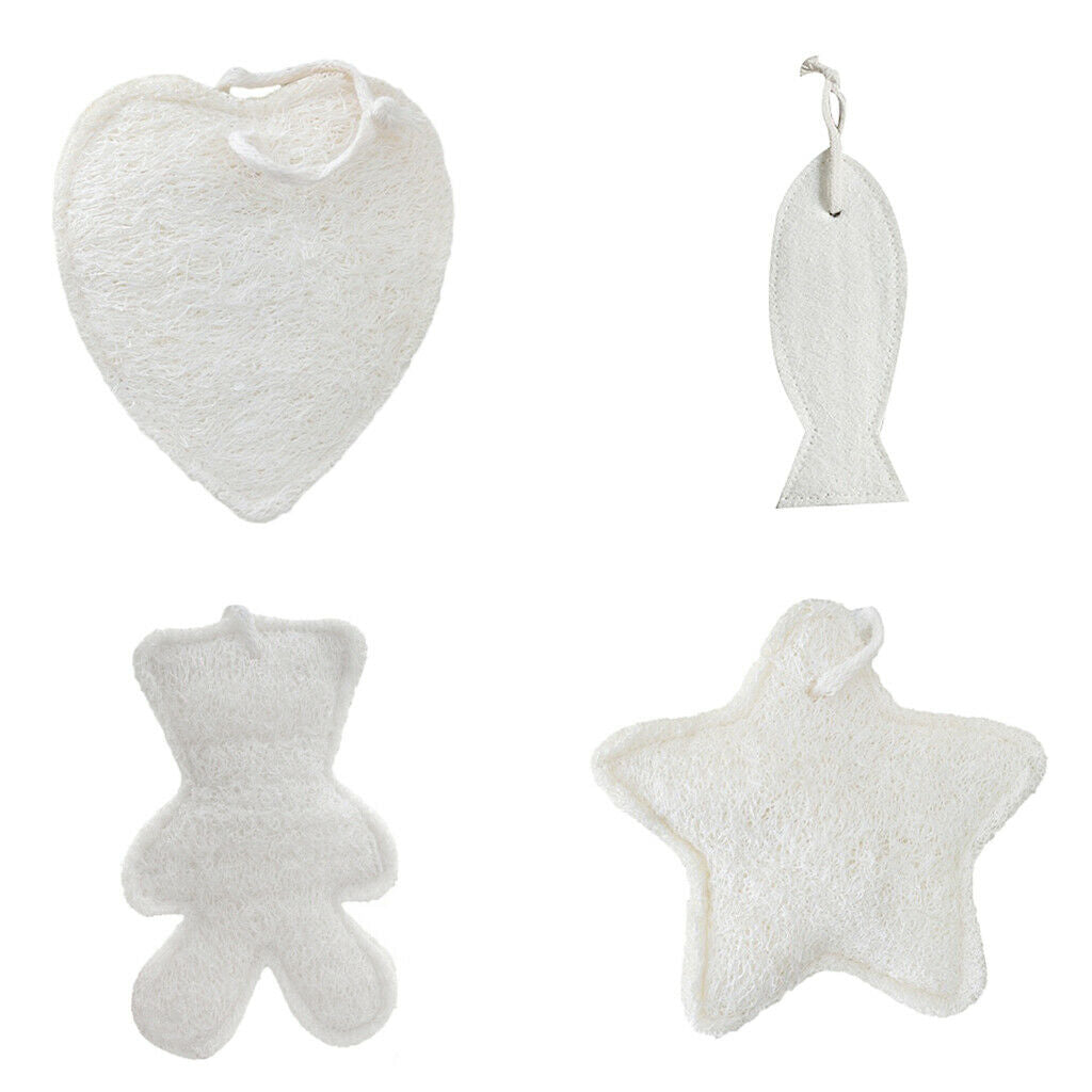 4Pcs Natural Loofah Luffa Bath Shower Sponge Body Scrubber Exfoliator Pad Brush