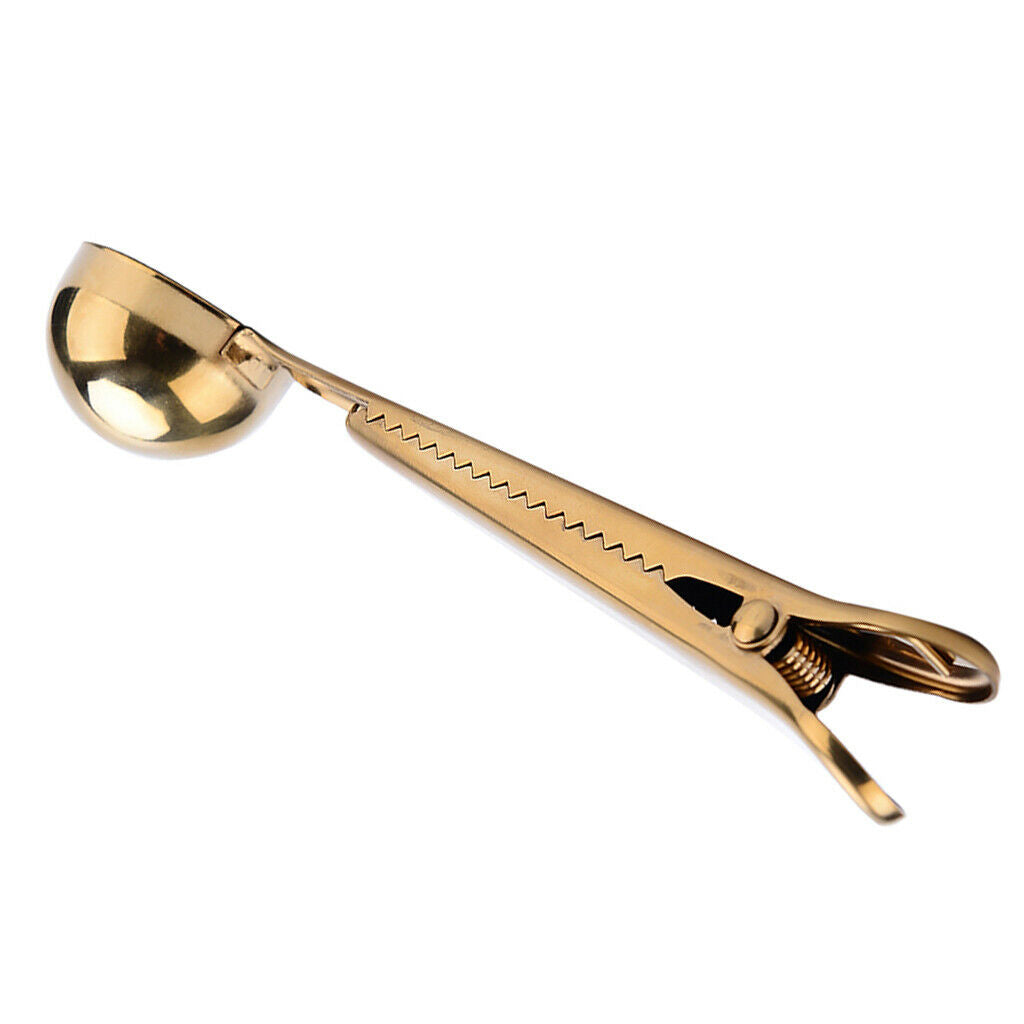 2-in-1 Stainless Steel Coffee Spoon with Food Storage Sealing Bag Clip