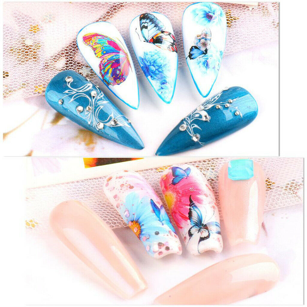 30 Pcs Nail Art Stickers Water Transfer Nails Decals Butterfly Manicure Tips
