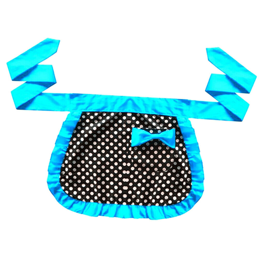 Short Size Cotton Service Apron 1  With Blue And Pink Bow Tie