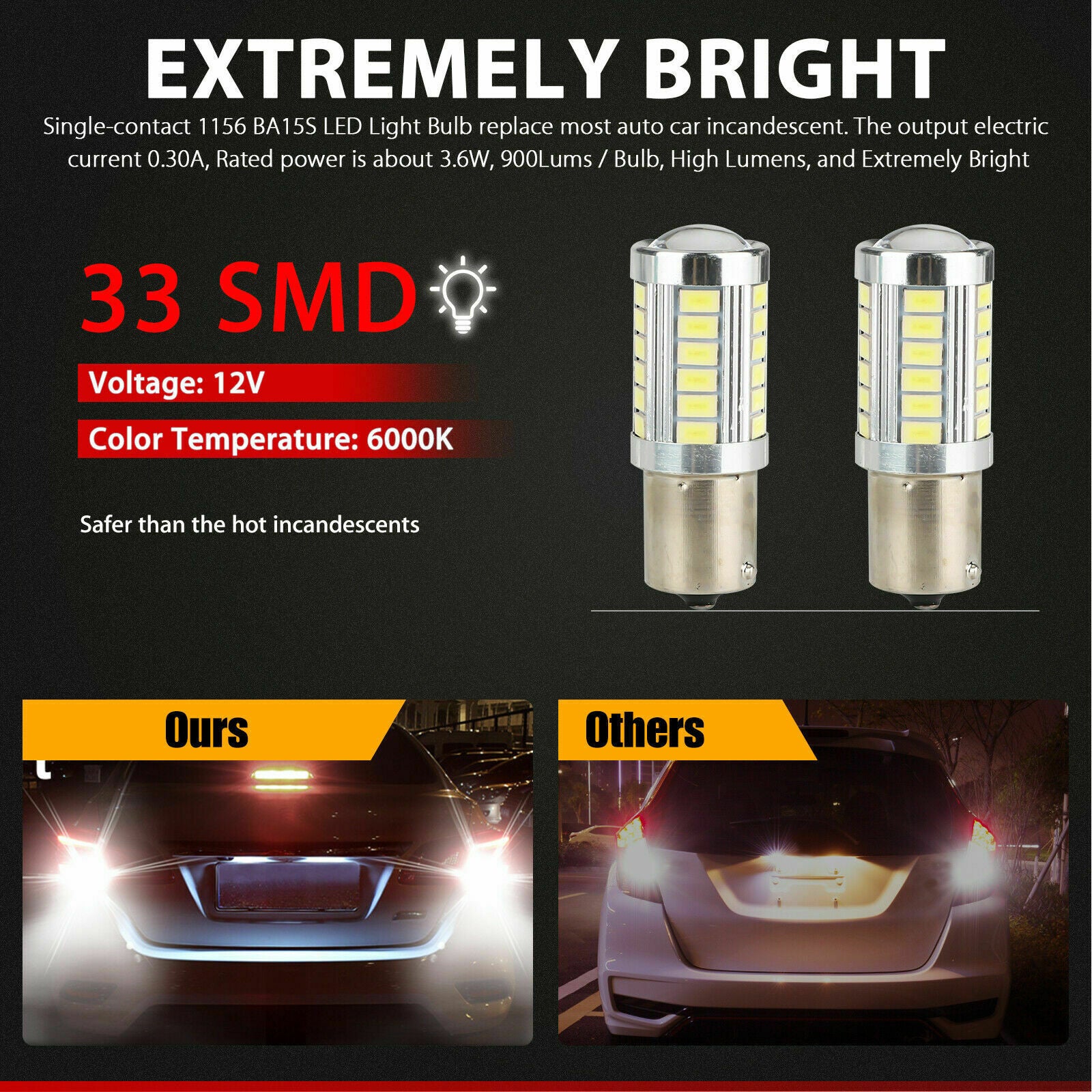 4x Super White 1156 33-SMD 6000K LED Interior Light Camper Trailer RV Bulbs 12V