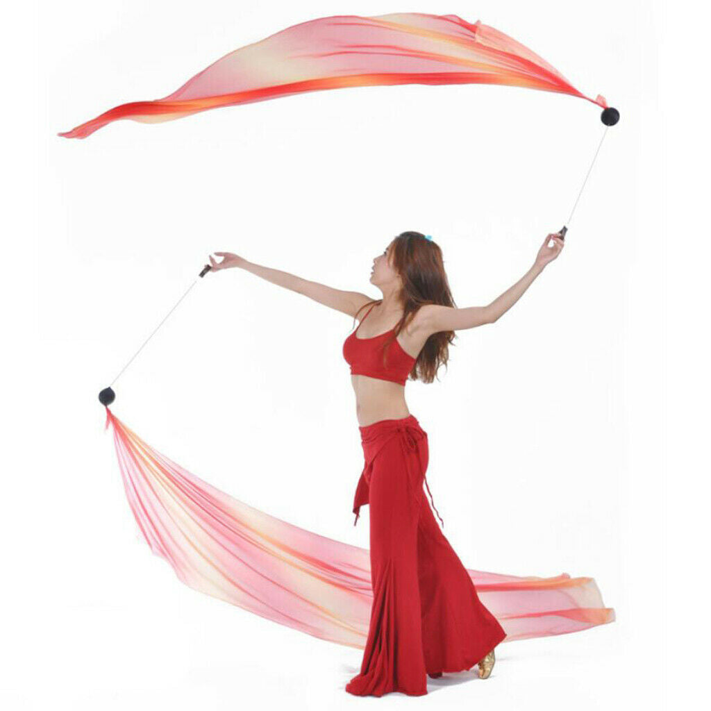 2 Pack Silk Veil Poi Thrown Ball for Belly Dance Yoga Party Club Accessories
