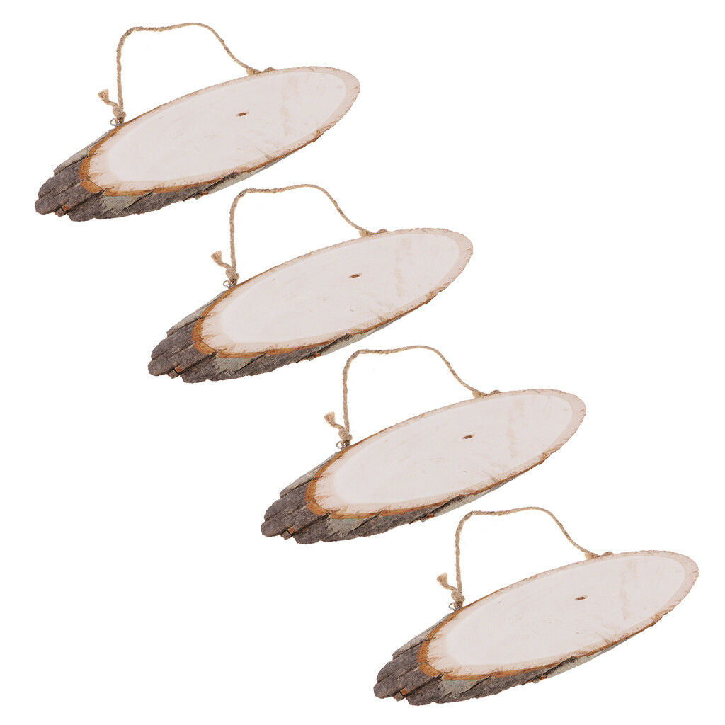 4x Oval Unfinished Wood Plaque Wooden Tree Slices Sign Craft DIY Pyrography