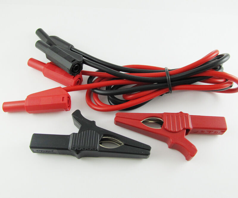 1set Alligator Kelvin Test Clip on Silicon Test Cable Full Insulated Banana Plug
