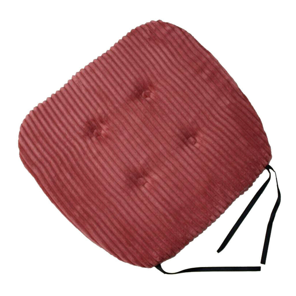 Stripe Cushion Square Cotton Chair Pads with Ties Soft Seat Pads Wine Red