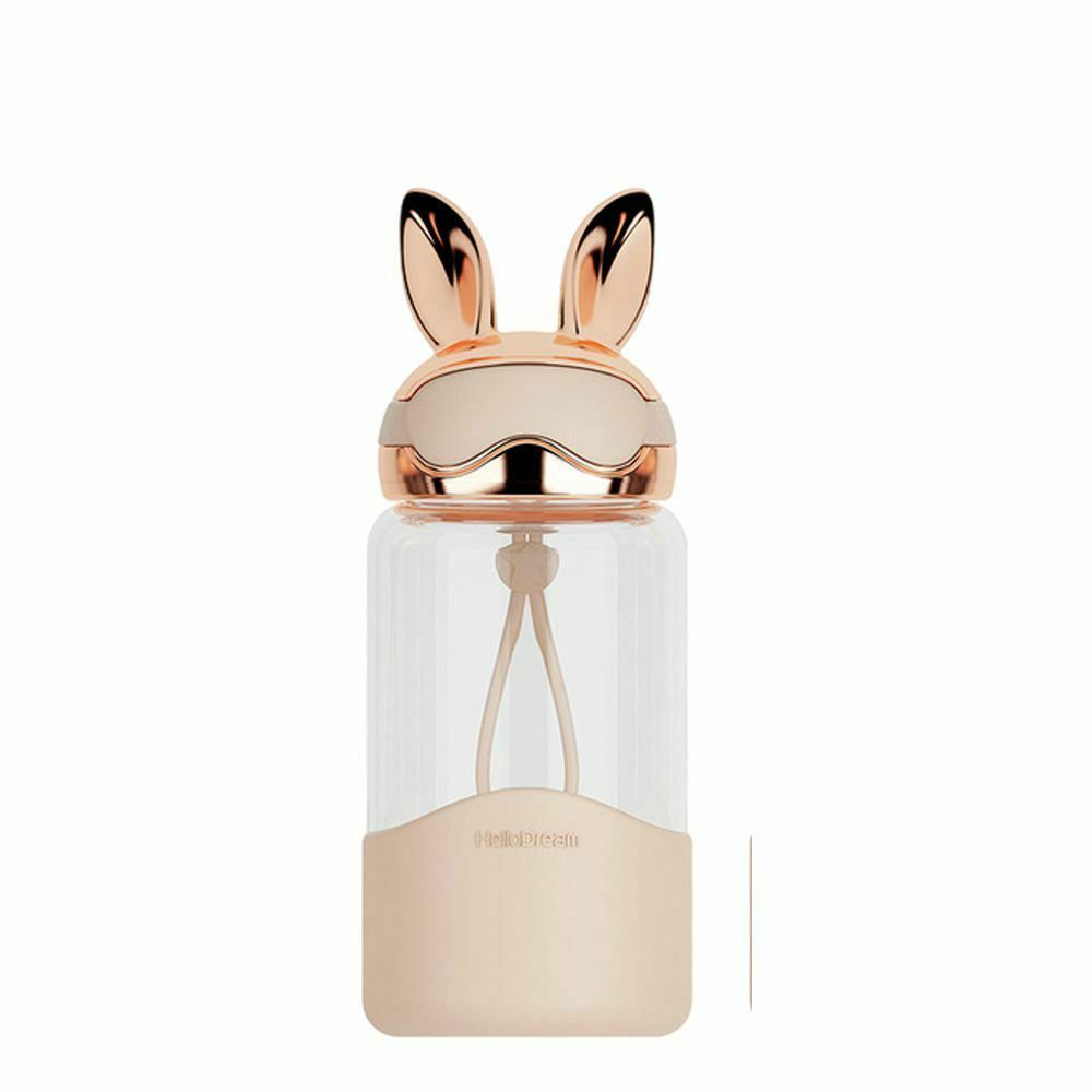 Kids Girls Women Shaker Bottle Rabbit Design 340ml Glass Water Bottle Water Cup