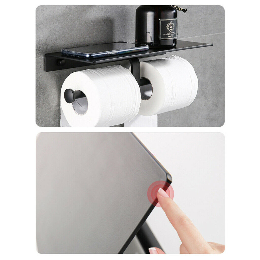 Bathroom Toilet Paper Holder Home No Drilling Double Roll Tissue Dispenser