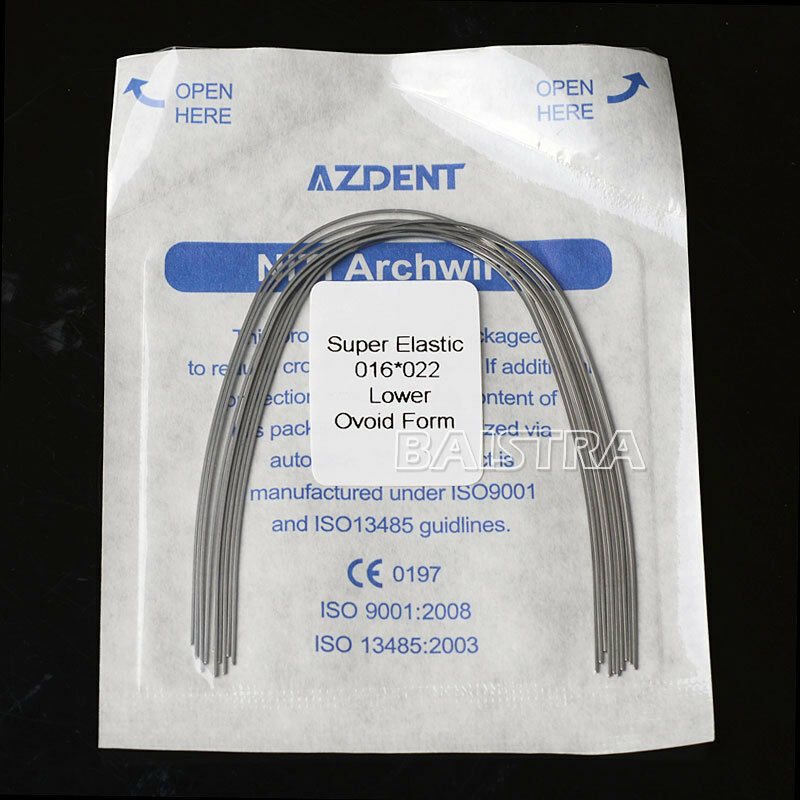 100X Dental Ortho Niti Arch Wires Rectangular 16X22 Lower Super Elastic Natural