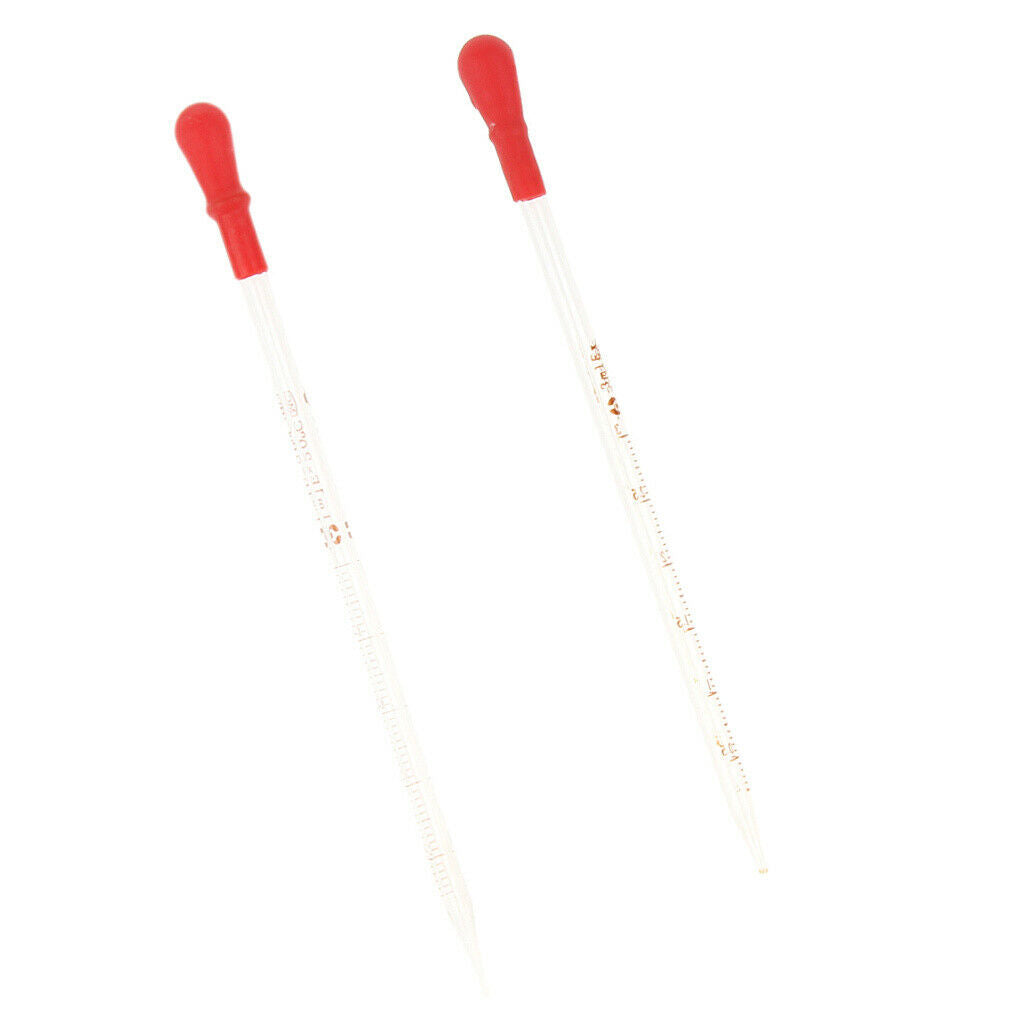 2 Pcs 1ml 3ml Glass Graduated Pipette Droppers Laboratory