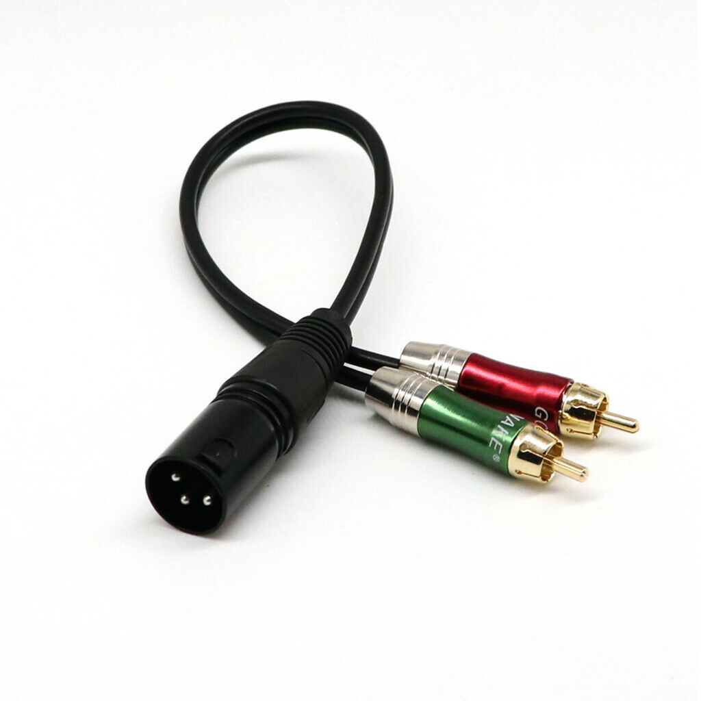 2x 1ft XLR Male to Dual RCA Male Patch Cable - 1 XLR to 2 RCA Audio Cord
