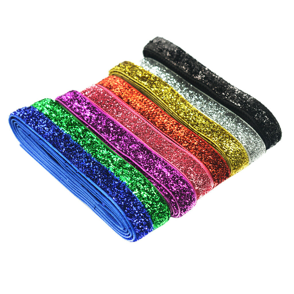 2X 8 Colors Glitter Velvet Ribbon Headband Clips Bow Wedding Decoration DIY