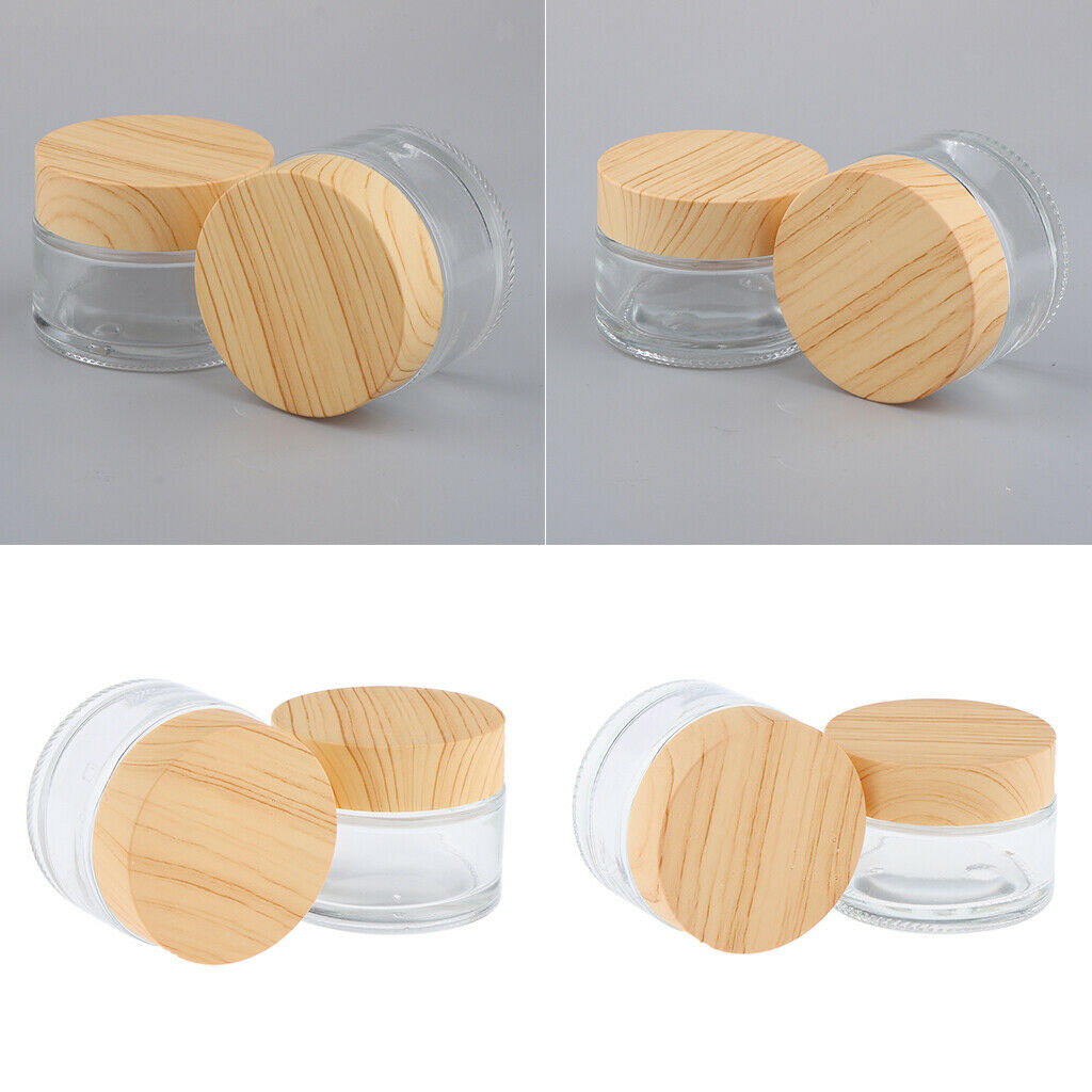 30g + 50g,Empty,Frosted Glass Pot Jars,Cosmetic Containers,4pcs