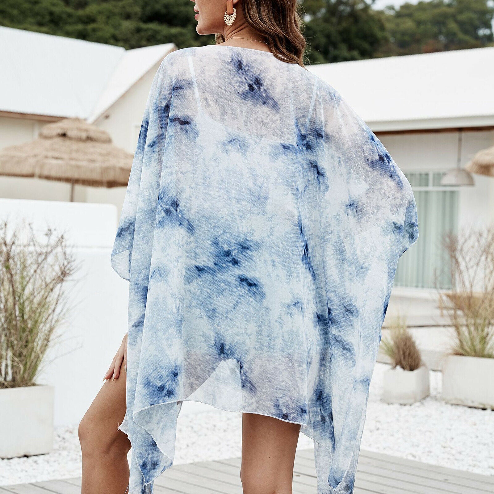 Women's Summer Printed Cardigan Floral Loose Outwear Open Front Blouses Swim
