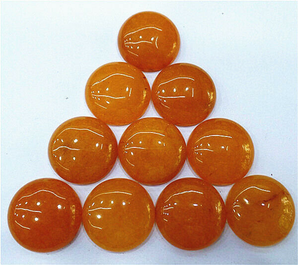 10Pcs 20mm Wholesale Yellow Malay Jade Round Cab Cabochon Jewelry Making HH7157