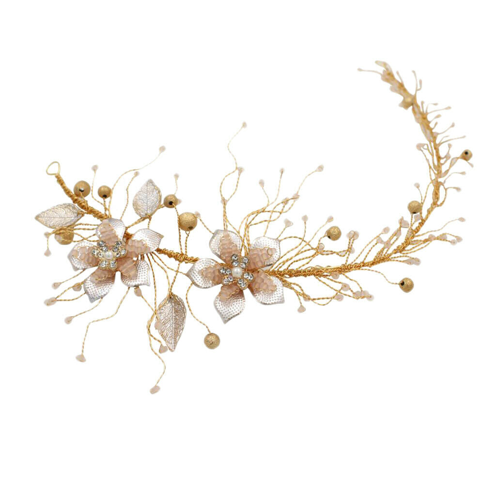 Crystal Rhinestones Beads Wedding Hair Vine Headband Bridal Hair Accessories