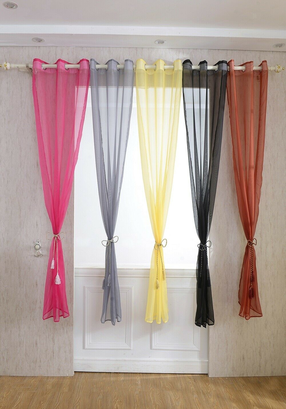 Black Curtains Carnation Pure Valance Tulle Gauze Decoration For Living Room