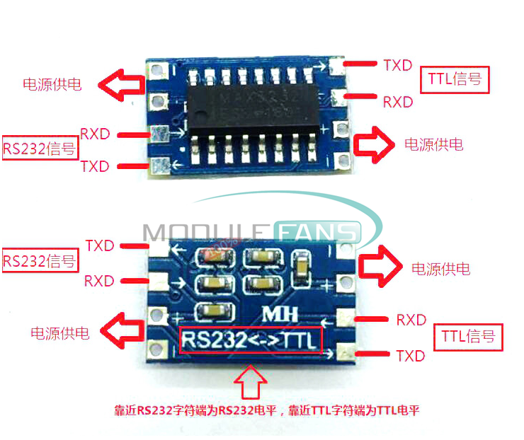 5PCS Serial Port RS232 to TTL Converter Adapter Module Board MAX3232 115200bps