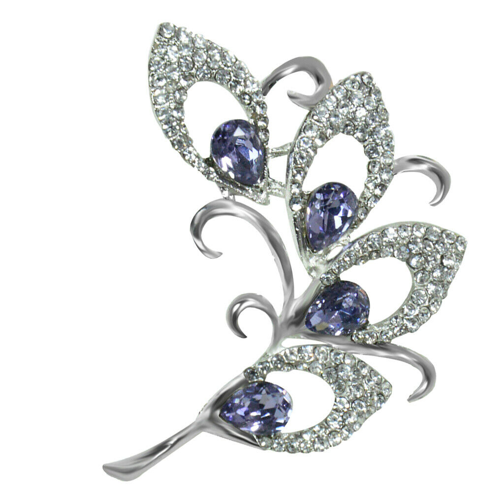 Women Crystal Leaves Brooch Wedding Bouquet Pin Jewelry for Party Prom