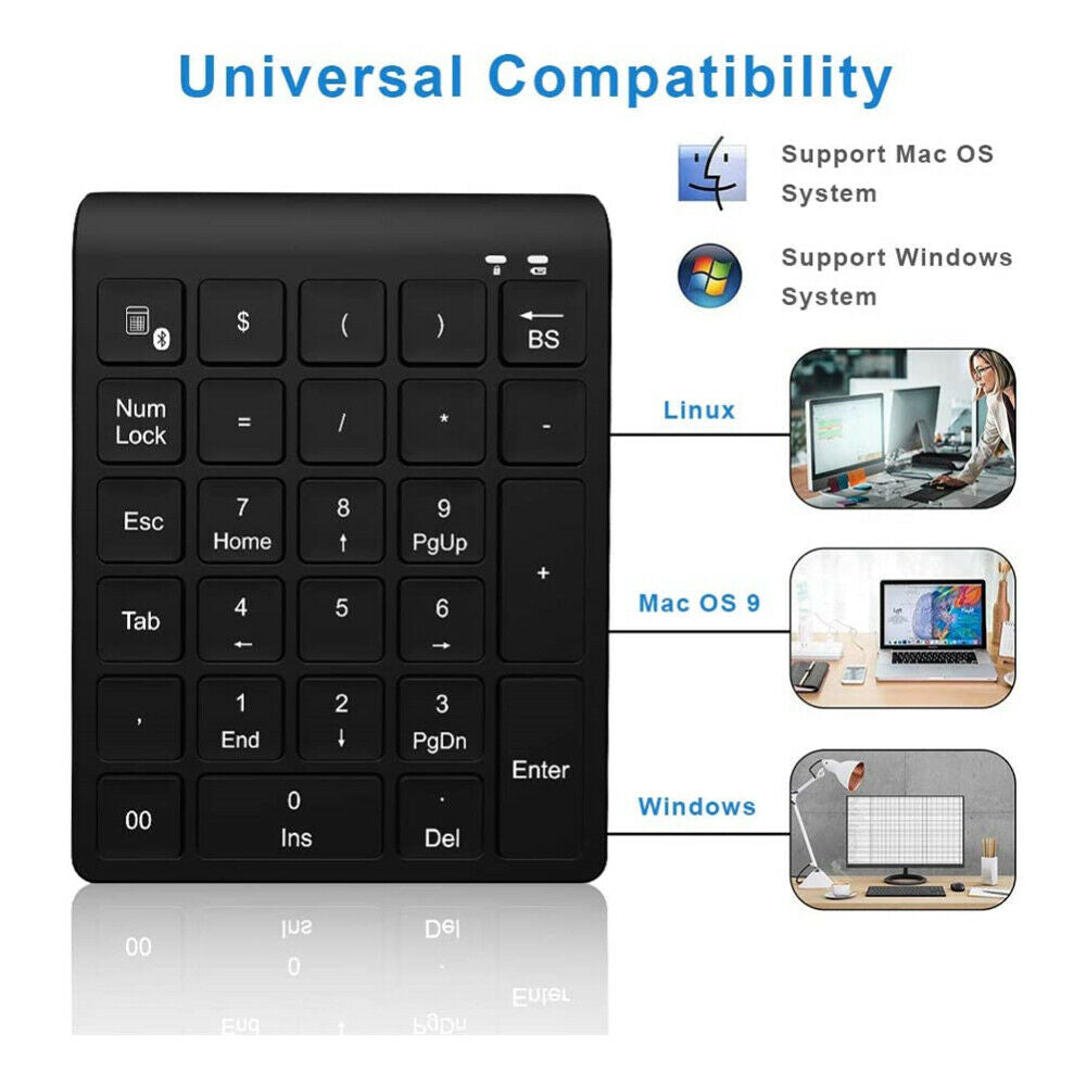 27-Key Bluetooth Wireless Numeric Keypad Mini Numpad Digital Accounting Keyboard