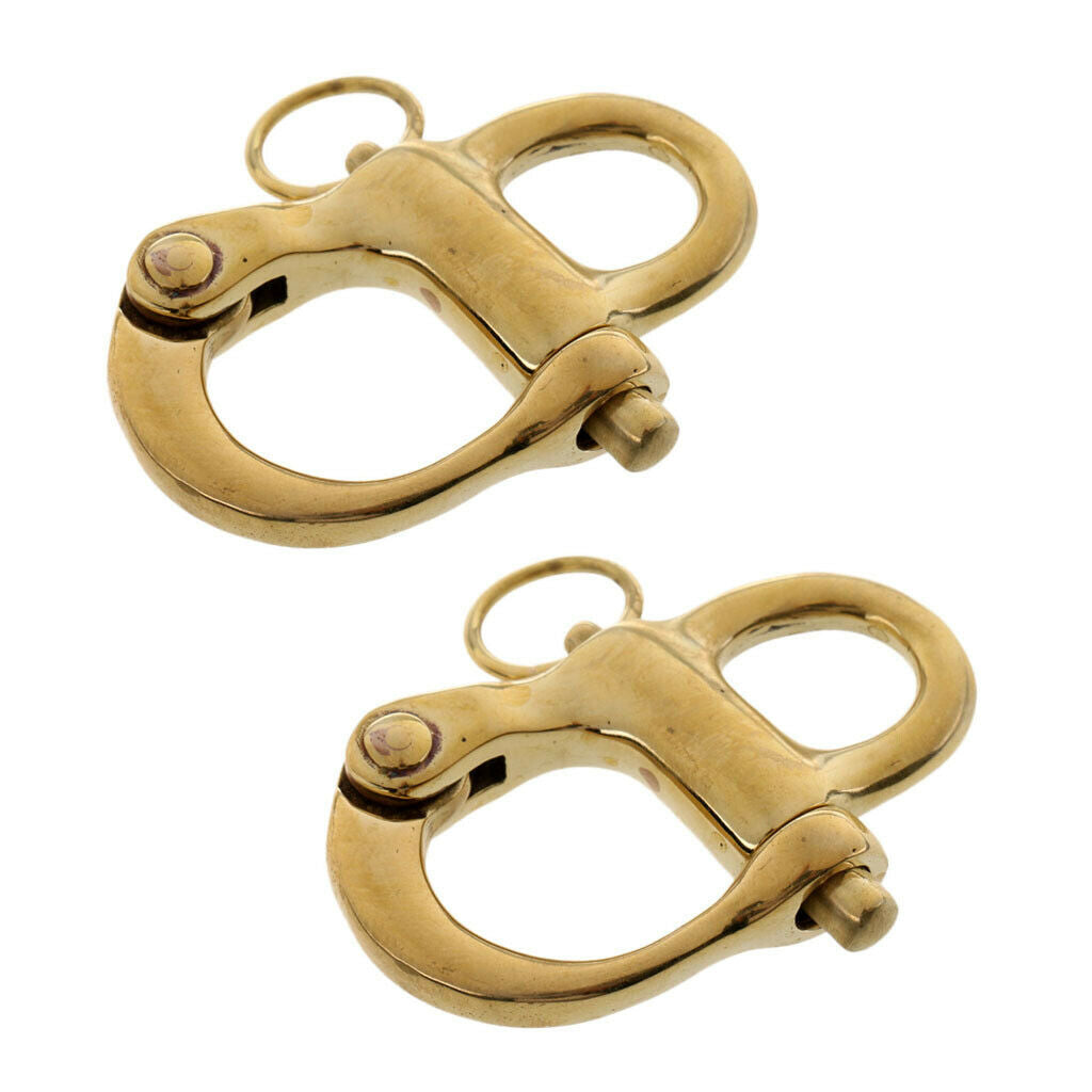 2Pieces 5cm 2inch Fixed Bail Copper Snap Shackle Sailing Boat Yacht Hardware