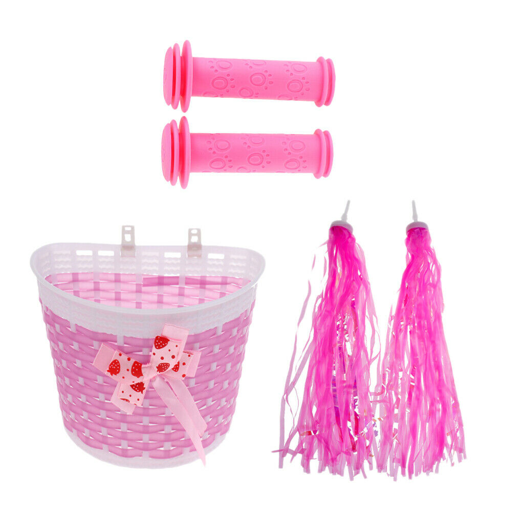 Girls Bicycle Streamers Handlebar Grips Tassels Front Basket Accessories