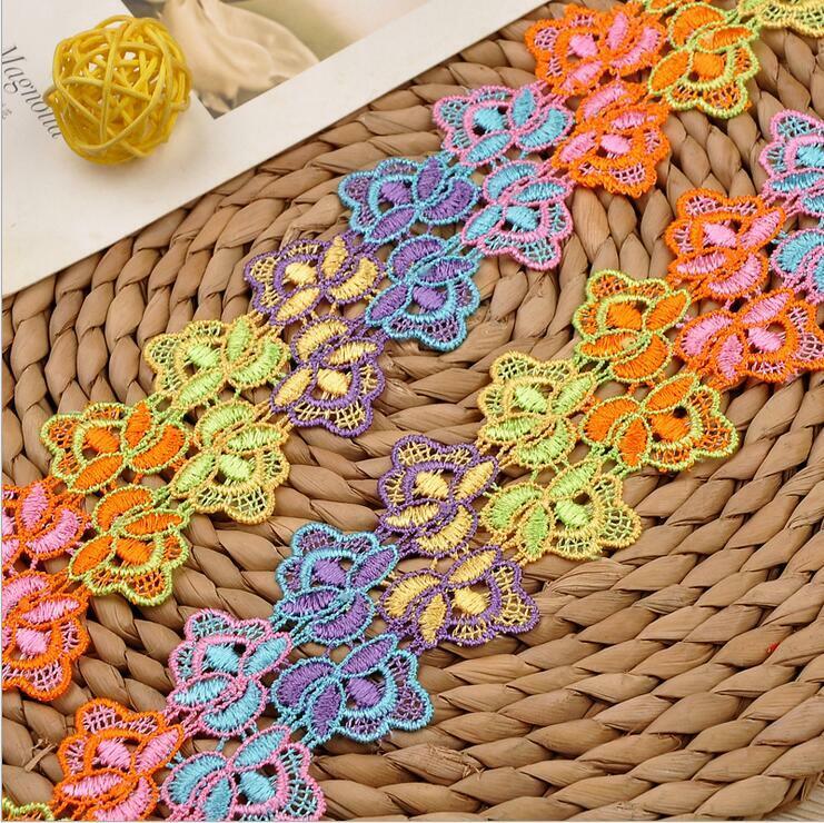 5 Yards Colorful lace Flower Sewing Clothing Jewelry Handmade DIY Accessories